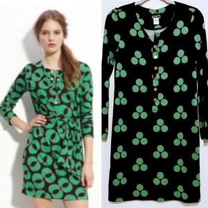 VTG DIANE VON FURSTENBERG Emsley Green Abstract Polka Dot Midi Shirt Dress